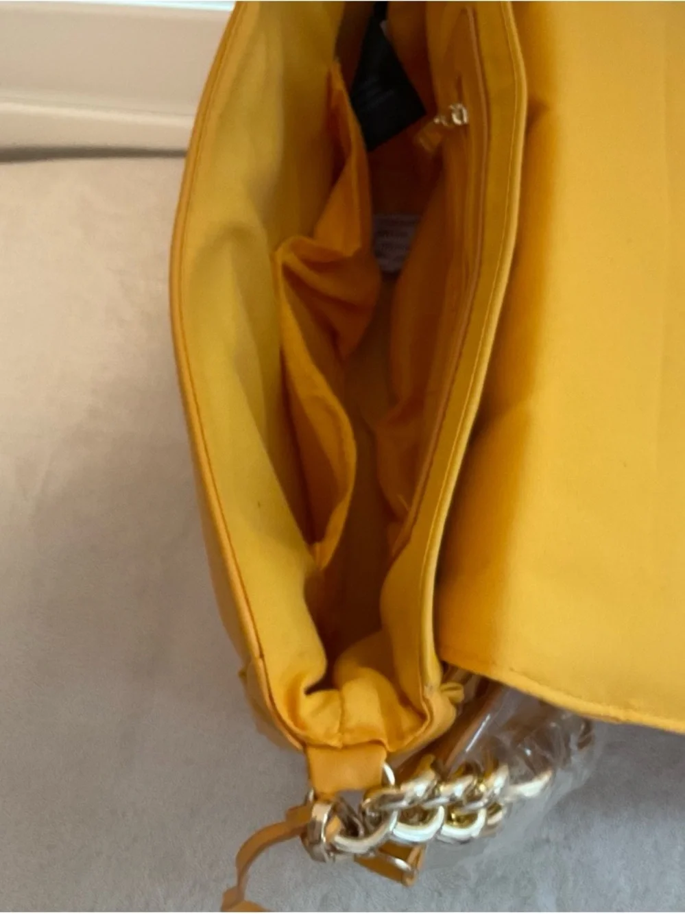 bebe Quilted Orange-Yellow Crossbody Bag